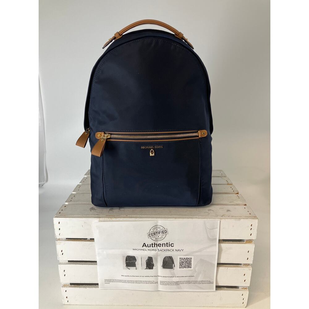 MICHAEL KORS, LARGE NYLON SAFFIANO LEATHER TRIM BACKPACK